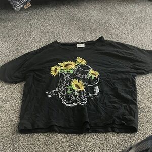 Sunflower Skull Black Kids Tee